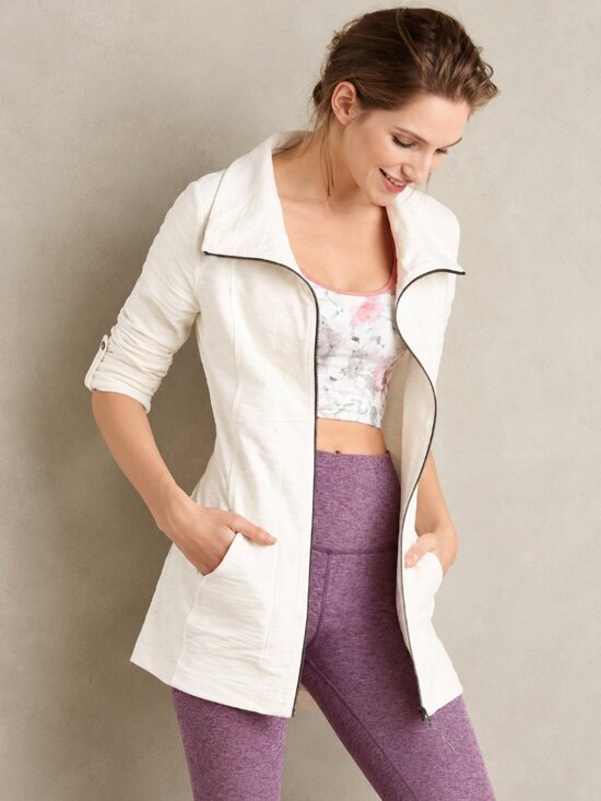 Anthropologie Jackets & Blazers - ANTHROPOLOGIE Saturday Sunday Quinn Ivory Textured Zip Jacket SZ XS 100% Cotton